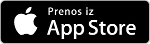 Gumb »Prenos iz App Store« z belim Apple logotipom na črnem ozadju.