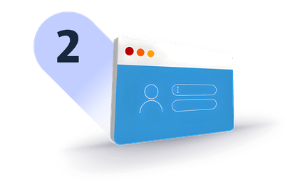 Ilustracija s številko 2 prikazuje okno za vnos uporabniškega imena in gesla, kar ponazarja postopek prijave v spletni račun.