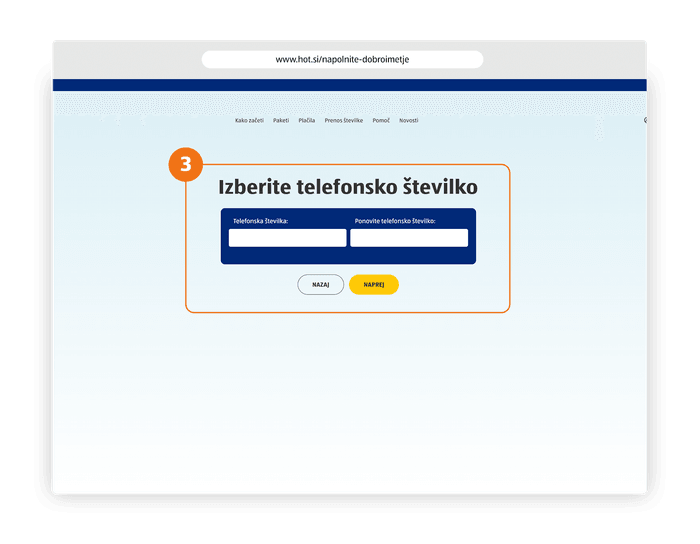 Screenshot of Moj HoT login page with numbered steps for entering a phone number, SMS verification code, and clicking the yellow login button.