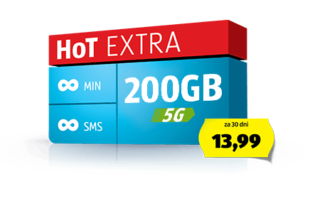 Paket HoT Extra: neomejeno število minut, neomejeno število SMS-ov in kar 100 GB LTE prenosa podatkov za samo 14,99 € / 30 dni z DDV. Tudi za poslovne uporabnike.