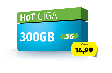 Paket HoT Giga: kar 200 GB LTE prenosa podatkov za samo 14,99 € / 30 dni z DDV. Tudi za poslovne uporabnike.