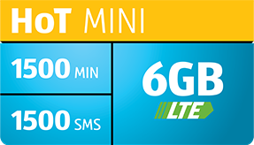 Paket HoT Mini: 1500 min, 1500 SMS in 5 GB LTE prenosa podatkov za samo 6,99 € / 30 dni z DDV. Tudi za poslovne uporabnike.